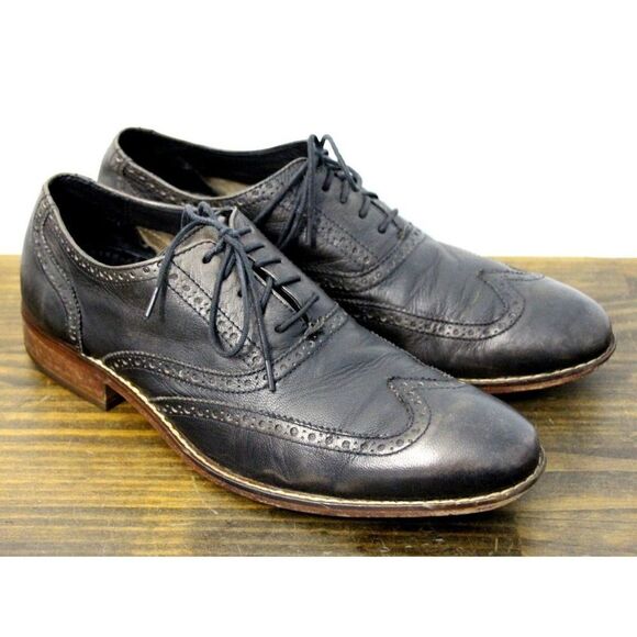 COLE HAAN GRAY BLACK GENUINE LEATHER LACE UP OXFORD DRESS MEN'S SHOES 11M - Picture 3 of 9